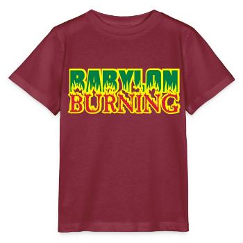 babylon burning 01 - Stanley/Stella MINI CREATOR Kids’ T-Shirt - burgundy - Front - Kain (125cm)