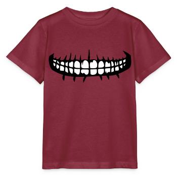 zaehne mund grinsen horror halloween gruselig boes - Stanley/Stella Kinder T-Shirt MINI CREATOR  - Burgunderrot - Vorne - Kain (125cm)