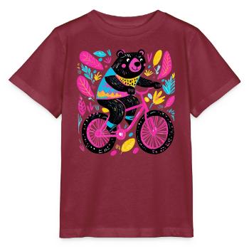 Biky bear - Stanley/Stella Kinder T-Shirt MINI CREATOR  - Burgunderrot - Vorne - Kain (125cm)