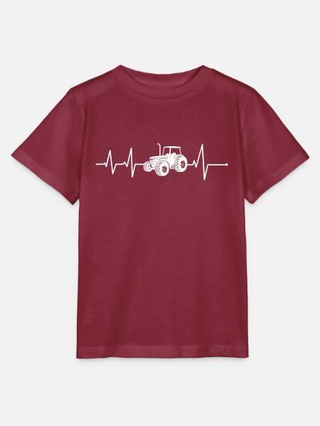 Traktor Herzschlag Landwirt Trecker Schlepper EKG - Stanley/Stella Kinder T-Shirt MINI CREATOR - Burgunderrot