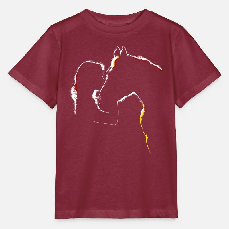 Pferd Mädchen Silhouette - Stanley/Stella Kinder T-Shirt MINI CREATOR - Burgunderrot