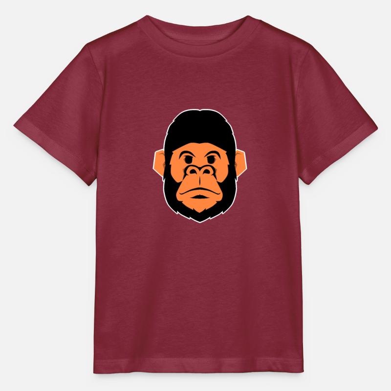 Affe - Gorilla - Gesicht - Tier - Geschenk - Stanley/Stella Kinder T-Shirt MINI CREATOR - Burgunderrot