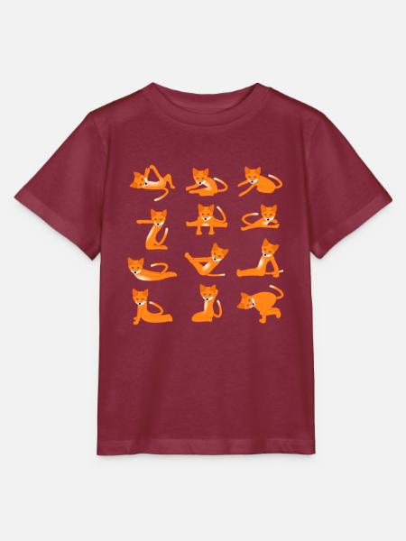Foxes doing Yoga - Stanley/Stella Kinder T-Shirt MINI CREATOR  - Burgunderrot