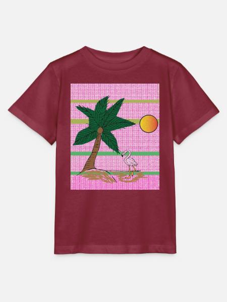 Insel Flamingo - Stanley/Stella Kinder T-Shirt MINI CREATOR  - Burgunderrot