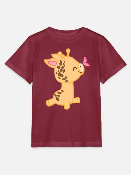 Giraffe - Giraffen - Giraffenfan - Schmetterling - Stanley/Stella Kinder T-Shirt MINI CREATOR - Burgunderrot