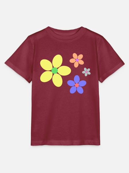 bunte Blumen Hippie retro - Stanley/Stella Kinder T-Shirt MINI CREATOR  - Burgunderrot
