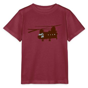 Hubschrauber - Stanley/Stella Kinder T-Shirt MINI CREATOR  - Burgunderrot - Vorne - Kain (125cm)