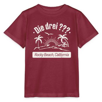 Die Drei ??? Rocky Beach Design Mit Palmen - Stanley/Stella Kinder T-Shirt MINI CREATOR  - Burgunderrot - Vorne - Kain (125cm)