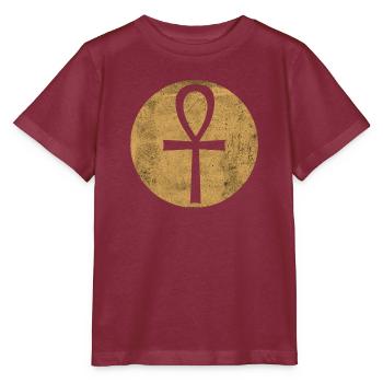 Ägyptisches Kreuz Ankh im Goldenen Kreis - Stanley/Stella Kinder T-Shirt MINI CREATOR  - Burgunderrot - Vorne - Kain (125cm)