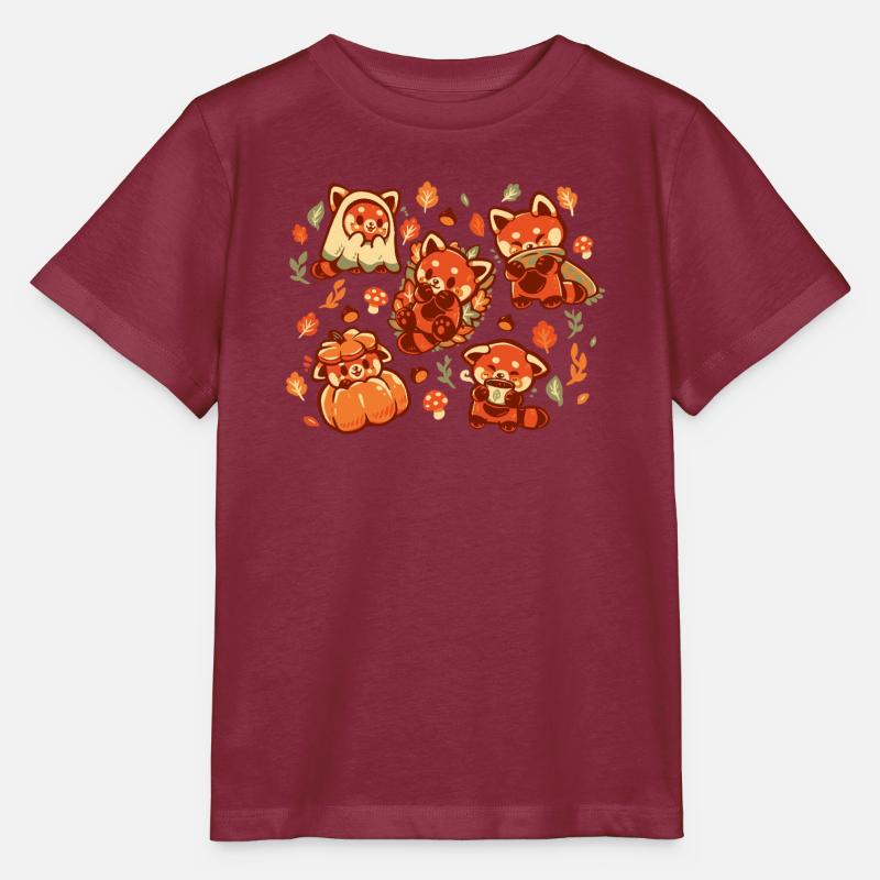 Panda roux Automne - T-shirt bio MINI CREATOR Stanley/Stella Enfant - bordeaux