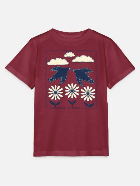 Nachtvogel Print - Stanley/Stella Kinder T-Shirt MINI CREATOR  - Burgunderrot