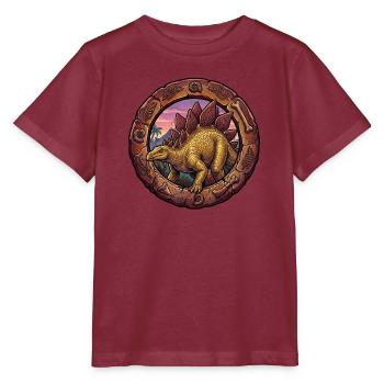 Dino Fossil Ring Stegosaurus - Stanley/Stella MINI CREATOR Kids’ T-Shirt - burgundy - Front - Kain (125cm)