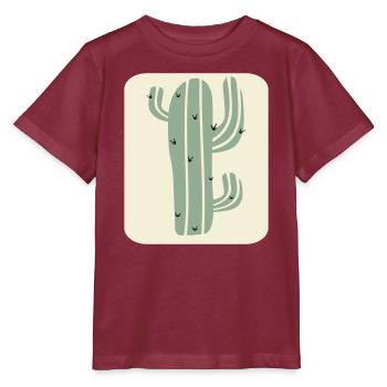 Minimalistische Kaktus Pflanze - Stanley/Stella Kinder T-Shirt MINI CREATOR  - Burgunderrot - Vorne - Kain (125cm)