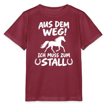 Aus dem Weg - Ich muss zum Stall - Pferd - Pferde - Stanley/Stella Kinder T-Shirt MINI CREATOR  - Burgunderrot - Vorne - Kain (125cm)