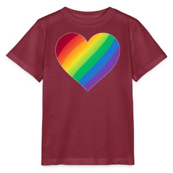 Gradient Rainbow Heart - Stanley/Stella Kinder T-Shirt MINI CREATOR  - Burgunderrot - Vorne - Kain (125cm)