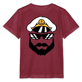 kapitaen muetze matrose seemann schiff crew team s - Stanley/Stella Kinder T-Shirt MINI CREATOR  - Burgunderrot - Vorne - Kain (125cm)