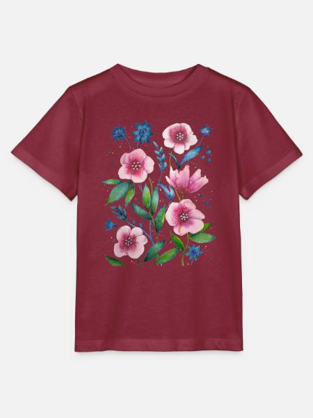 Blumen - Stanley/Stella Kinder T-Shirt MINI CREATOR - Burgunderrot