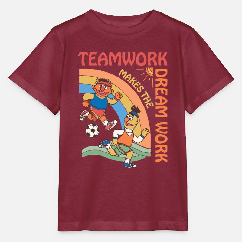 Sesamstraße Design Teamwork Mit Ernie Und Bert - Stanley/Stella Kinder T-Shirt MINI CREATOR  - Burgunderrot