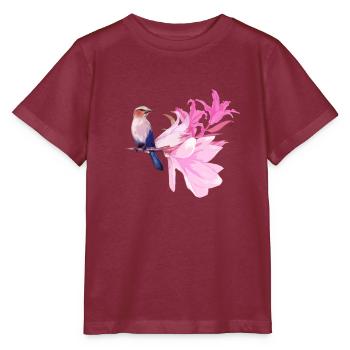 Oiseau avec des fleurs - T-shirt bio MINI CREATOR Stanley/Stella Enfant - bordeaux - Devant - Kain (125cm)