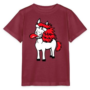 Pferd Verrückt Zunge rausstrecken komisch albern - Stanley/Stella Kinder T-Shirt MINI CREATOR  - Burgunderrot - Vorne - Kain (125cm)