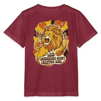 Sternzeichen Löwe Inschrift retro l70 Astrologie - Stanley/Stella Kinder T-Shirt MINI CREATOR  - Burgunderrot - Vorne - Kain (125cm)