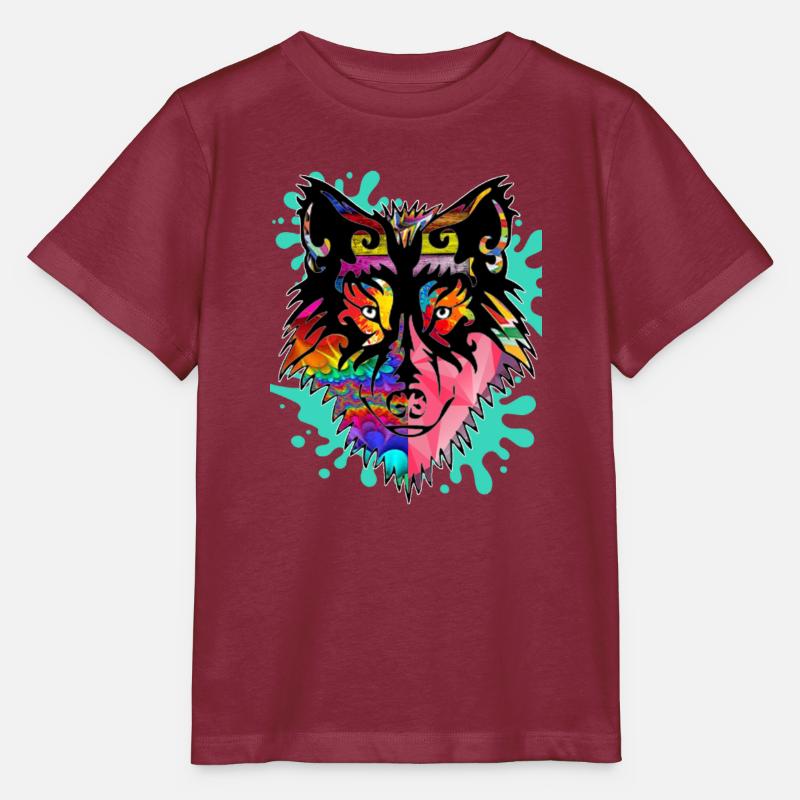 Loup, coloré, - T-shirt bio MINI CREATOR Stanley/Stella Enfant - bordeaux