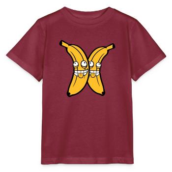 2 freunde team paar banane obst verrueckt grimasse - Stanley/Stella Kinder T-Shirt MINI CREATOR  - Burgunderrot - Vorne - Kain (125cm)