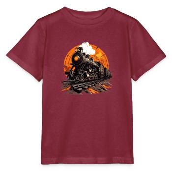 Vintage steam Train - Stanley/Stella MINI CREATOR Kids’ T-Shirt - burgundy - Front - Kain (125cm)