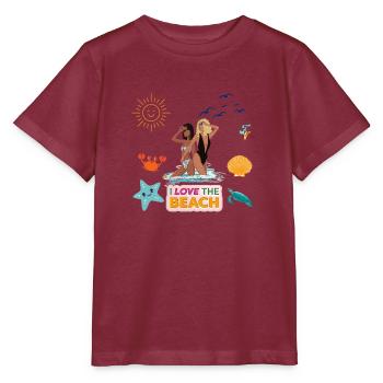 I Love the Beach - Stanley/Stella MINI CREATOR Kids’ T-Shirt - burgundy - Front - Kain (125cm)