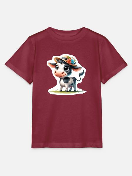 Kälbchen mit Strohhut - Stanley/Stella Kinder T-Shirt MINI CREATOR  - Burgunderrot