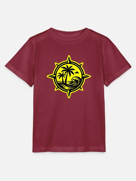 Kompass Palmen Ozean - Stanley/Stella Kinder T-Shirt MINI CREATOR - Burgunderrot