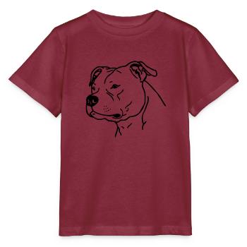 american stafford © www.dog-power.nl - Stanley/Stella MINI CREATOR Kids’ T-Shirt - burgundy - Front - Kain (125cm)