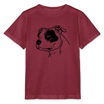 american stafford © www.dog-power.nl - Stanley/Stella MINI CREATOR Kids’ T-Shirt - burgundy - Front - Kain (125cm)