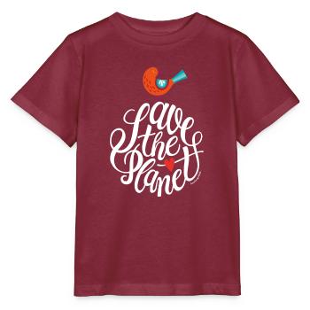 Save the planet - Stanley/Stella Kinder T-Shirt MINI CREATOR  - Burgunderrot - Vorne - Kain (125cm)