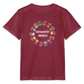 Gegen Rassismus, Nationalität Mensch - Stanley/Stella Kinder T-Shirt MINI CREATOR  - Burgunderrot - Vorne - Kain (125cm)