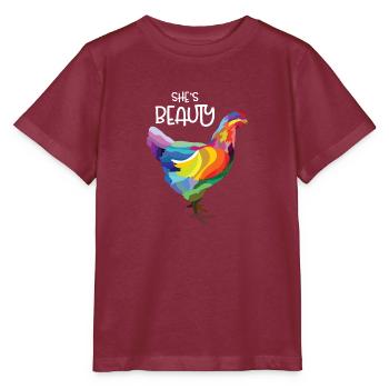 Colourful Hen Bunte Henne - Stanley/Stella Kinder T-Shirt MINI CREATOR  - Burgunderrot - Vorne - Kain (125cm)