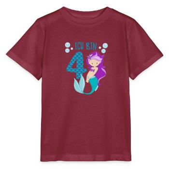 Ich bin 4 Jahre alt Nixe Kindergeburtstag Mädchen - Stanley/Stella Kinder T-Shirt MINI CREATOR  - Burgunderrot - Vorne - Kain (125cm)