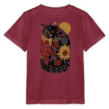 SONNENBLUMENKATZE - Stanley/Stella Kinder T-Shirt MINI CREATOR  - Burgunderrot - Vorne - Kain (125cm)