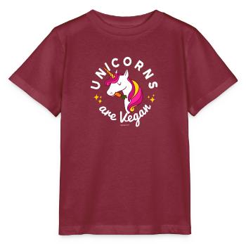 Vegan Unicorn TShirt: Unicorns are Vegan - Stanley/Stella MINI CREATOR Kids’ T-Shirt - burgundy - Front - Kain (125cm)