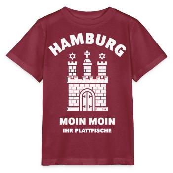 Hambourg – Moin Moin Ihr Plattfische Plattdeutsch W - T-shirt bio MINI CREATOR Stanley/Stella Enfant - bordeaux - Devant - Kain (125cm)