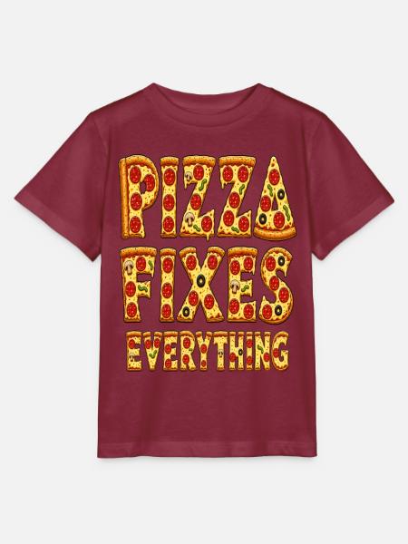 Pizza fixes everything – Fun Food Spruch - Stanley/Stella Kinder T-Shirt MINI CREATOR  - Burgunderrot