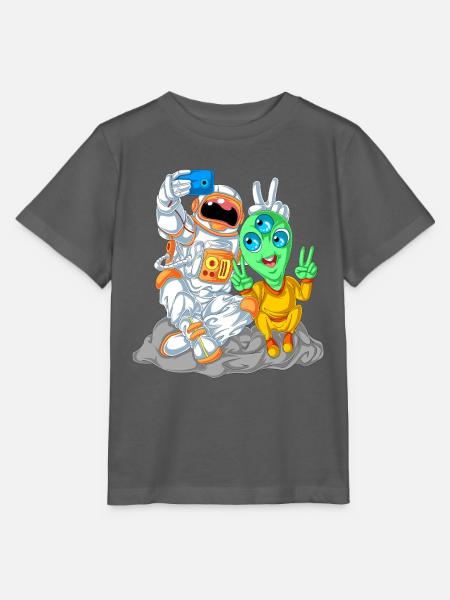 Astronaut Alien Selfie-Shirt - Stanley/Stella Kinder T-Shirt MINI CREATOR - Anthrazit