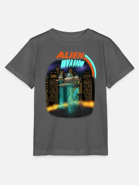 Alien Invasion Space Shirt - Stanley/Stella Kinder T-Shirt MINI CREATOR  - Anthrazit