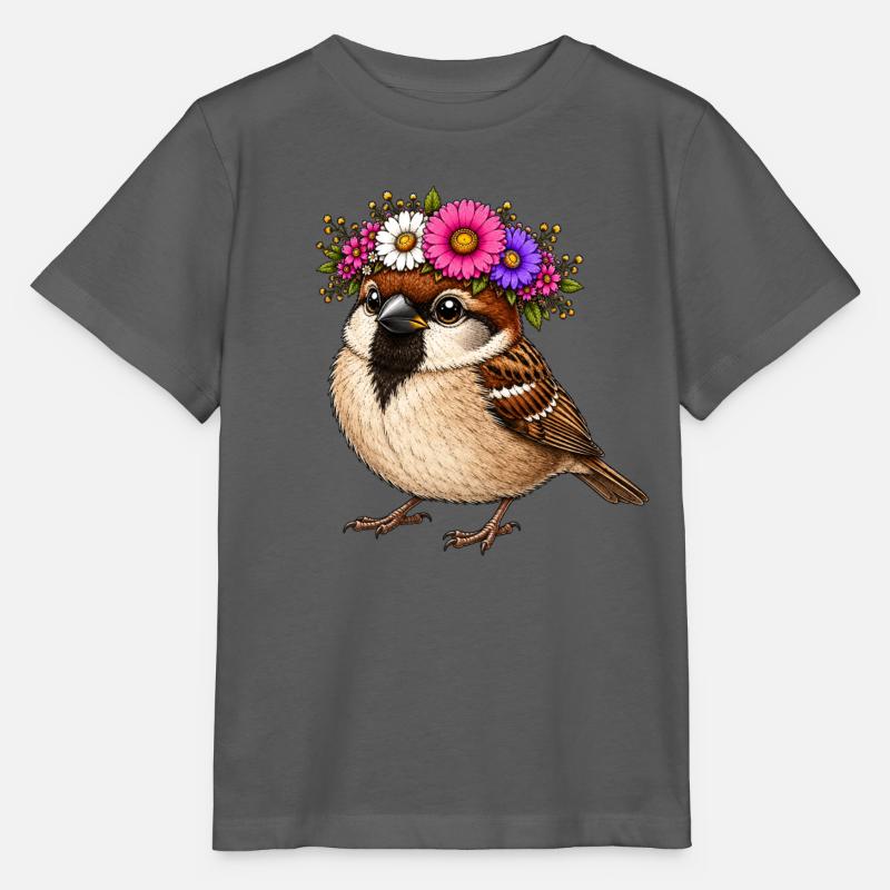Vogel mit Blumenschmuck  - Stanley/Stella Kinder T-Shirt MINI CREATOR  - Anthrazit