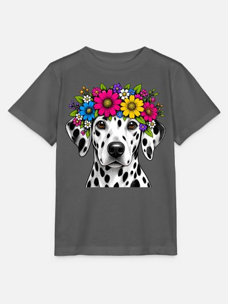 Dalmatiner mit Blumenkranz - Stanley/Stella Kinder T-Shirt MINI CREATOR  - Anthrazit