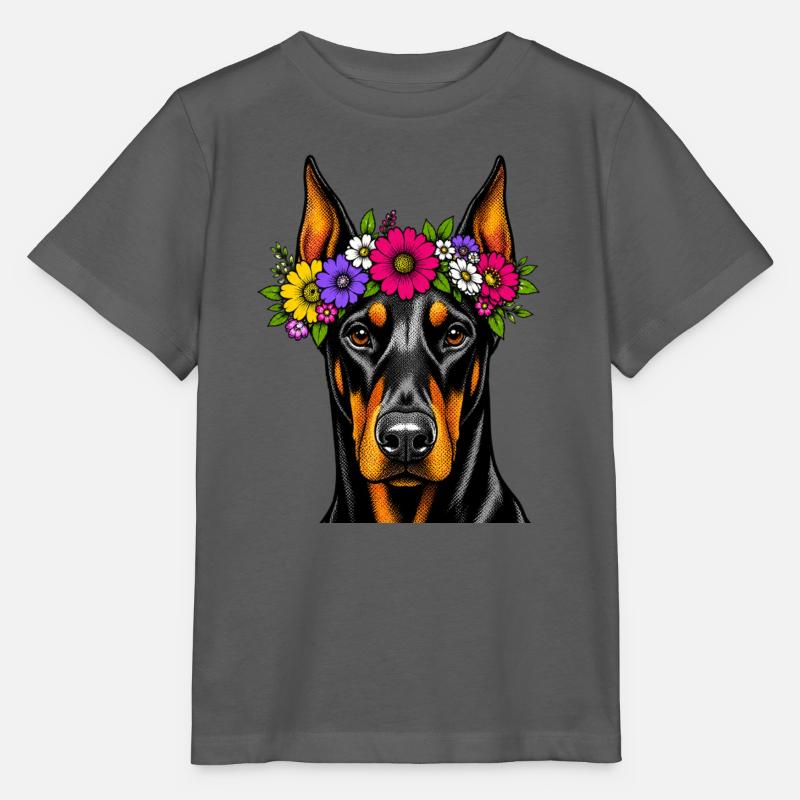 Blumenkranz Dobermann Portrait - Stanley/Stella Kinder T-Shirt MINI CREATOR  - Anthrazit