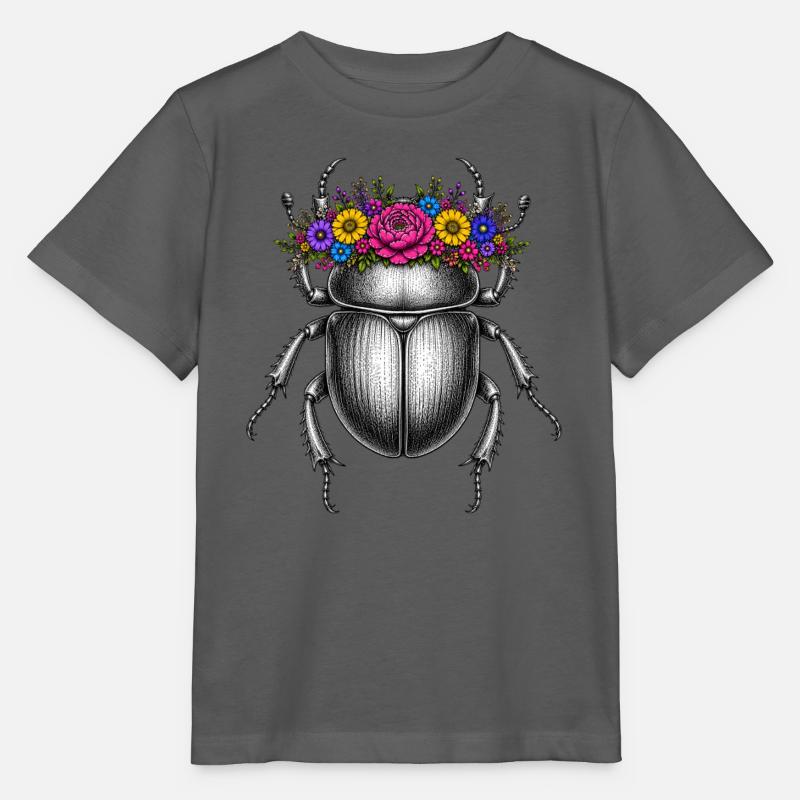Skarabäus mit Blumenkrone - Stanley/Stella Kinder T-Shirt MINI CREATOR  - Anthrazit
