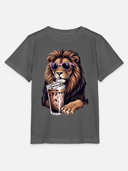 Löwe mit Pinker Sonnenbrille Shake - Stanley/Stella Kinder T-Shirt MINI CREATOR  - Anthrazit