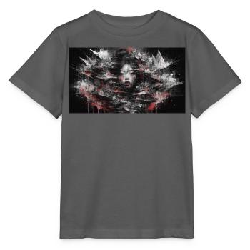Dark Asia Punk Art Frau Porträt T-Shirt Bild - Stanley/Stella Kinder T-Shirt MINI CREATOR  - Anthrazit - Vorne - Kain (125cm)