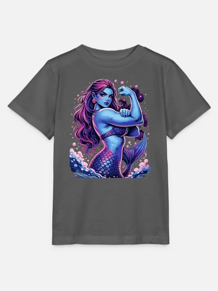 Starke Meerjungfrau zeigt Bizeps in Lila - Stanley/Stella Kinder T-Shirt MINI CREATOR - Anthrazit